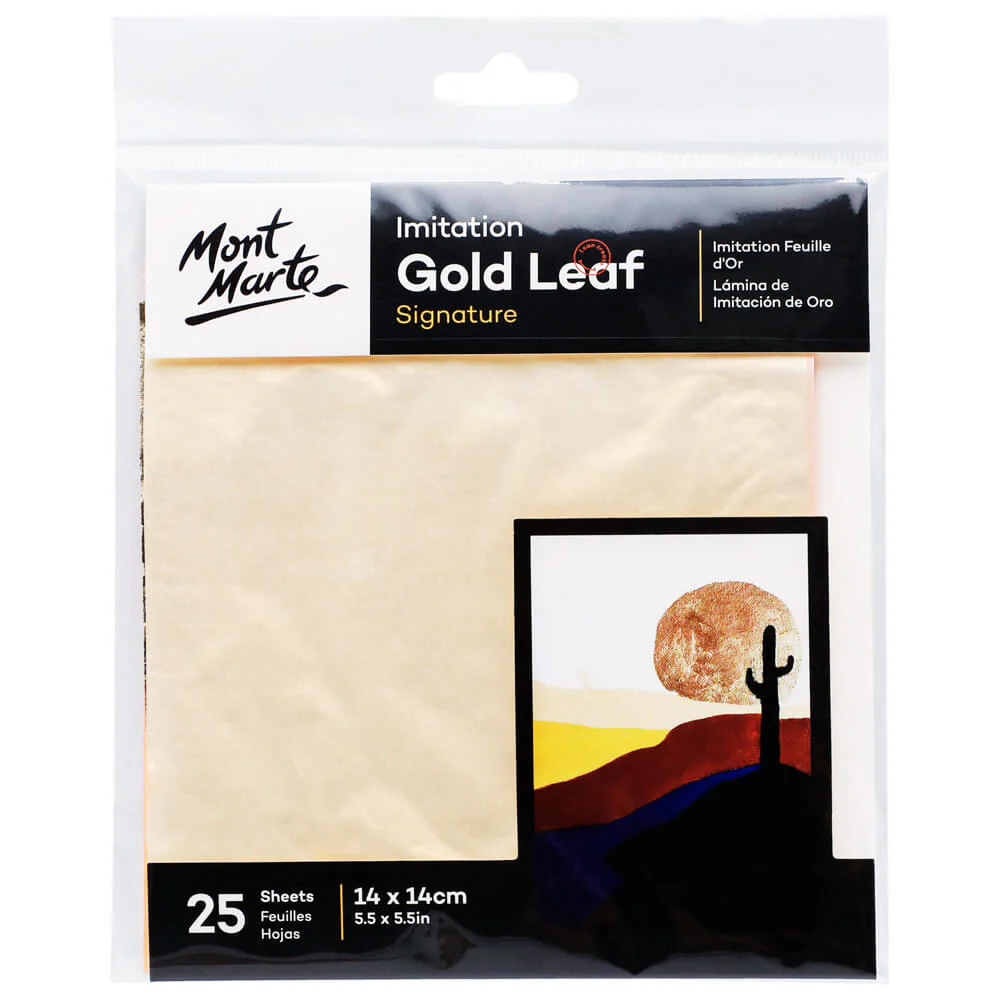 Mont Marte Signature 14cm x 14cm Imitation Gold Leaf - 25 Sheets