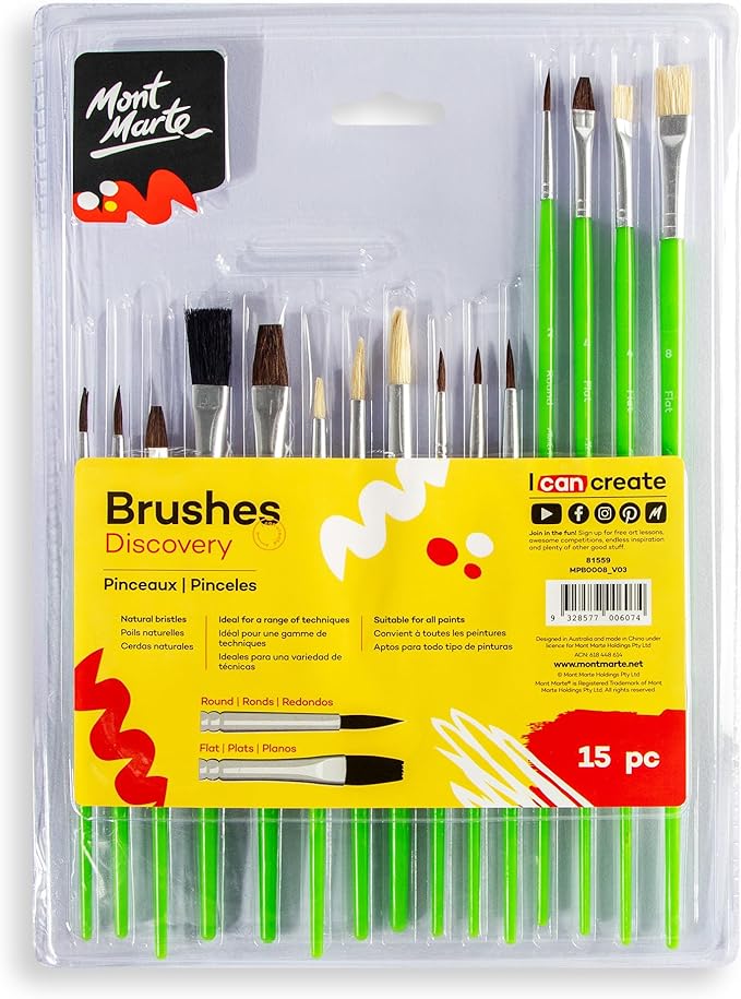 Mont Marte Discovery 15 Pcs Brushes