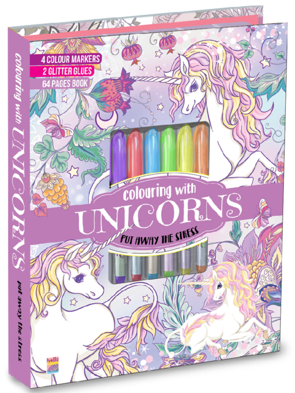 Hello Friend Colouring With Unicorns