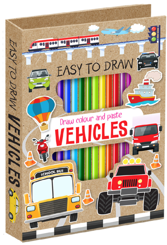 Easy to Draw Vehicles With Stickers and Colour Pencils