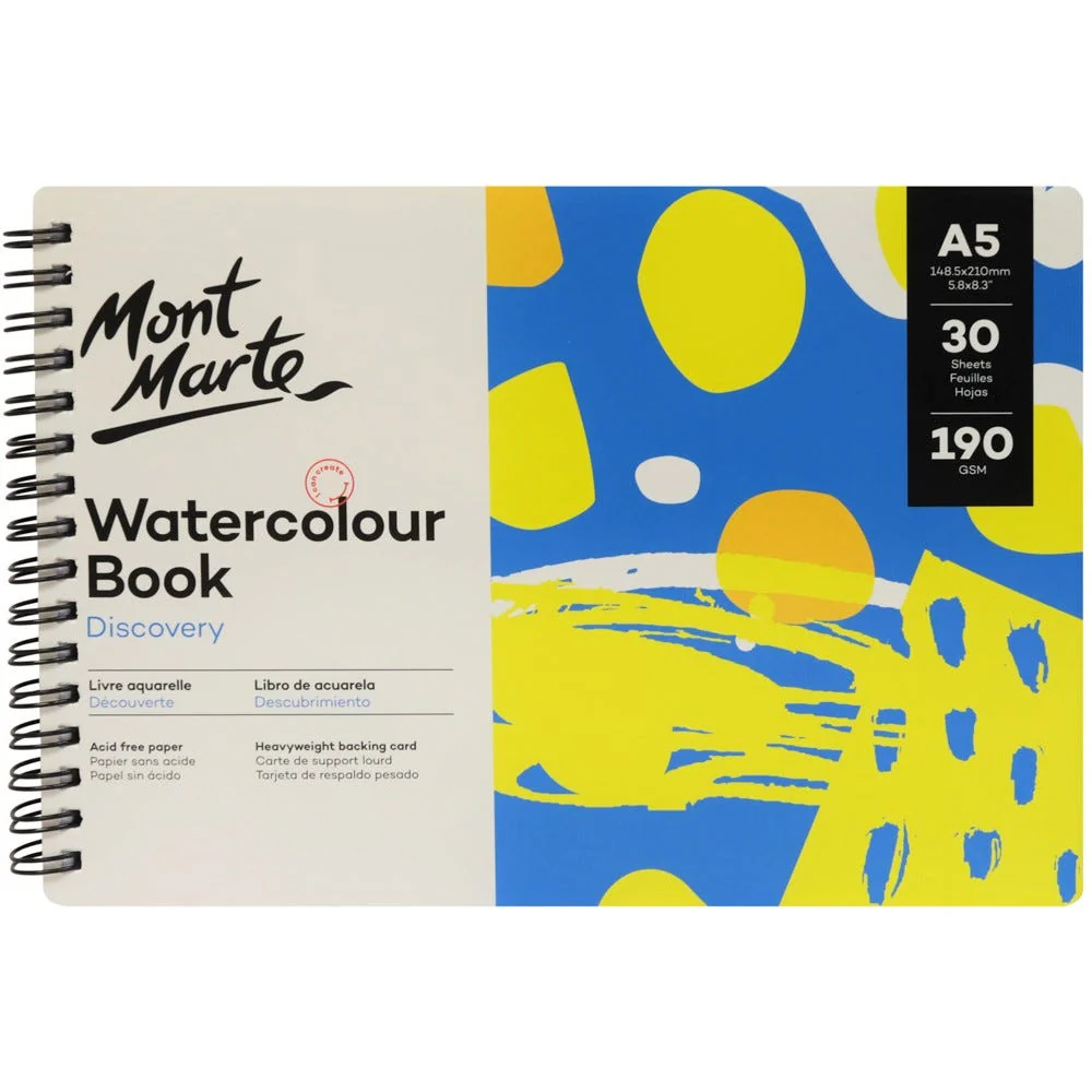Mont Marte Discovery A5 190gsm Watercolour Book - 30 Sheets
