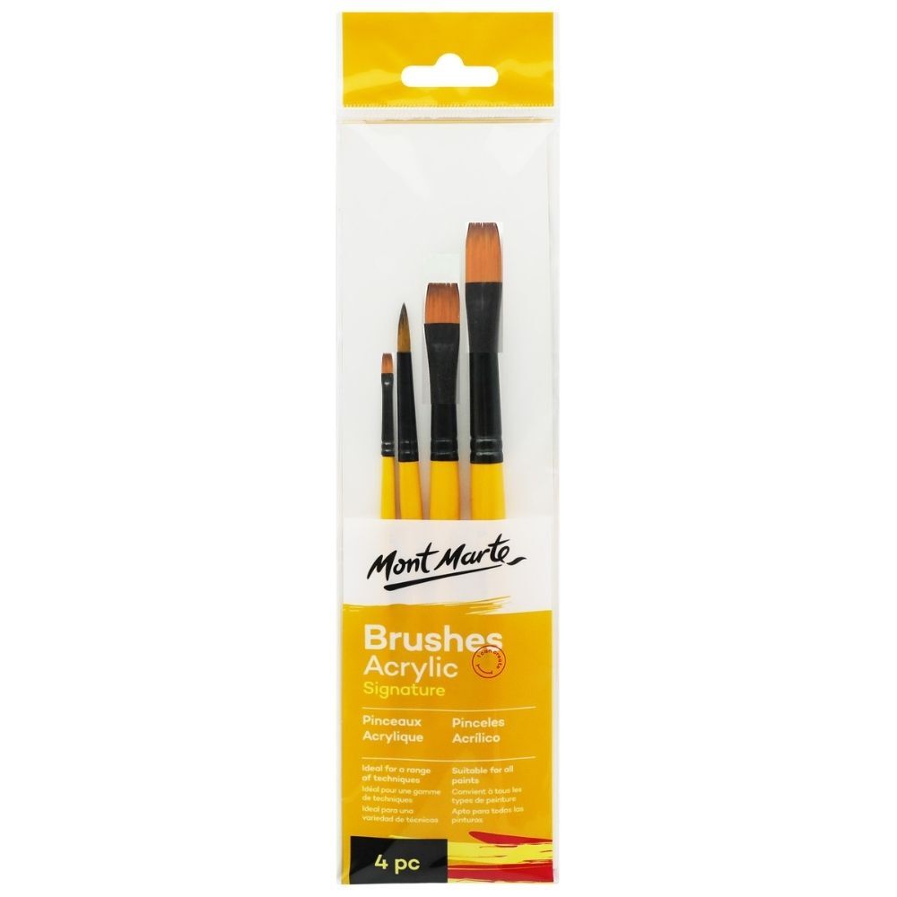 Mont Marte Signature Acrylic Brushes 4 Pcs