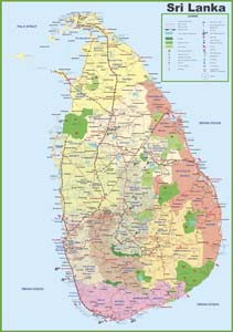 Sri Lanka Political and Tourist Guide Map