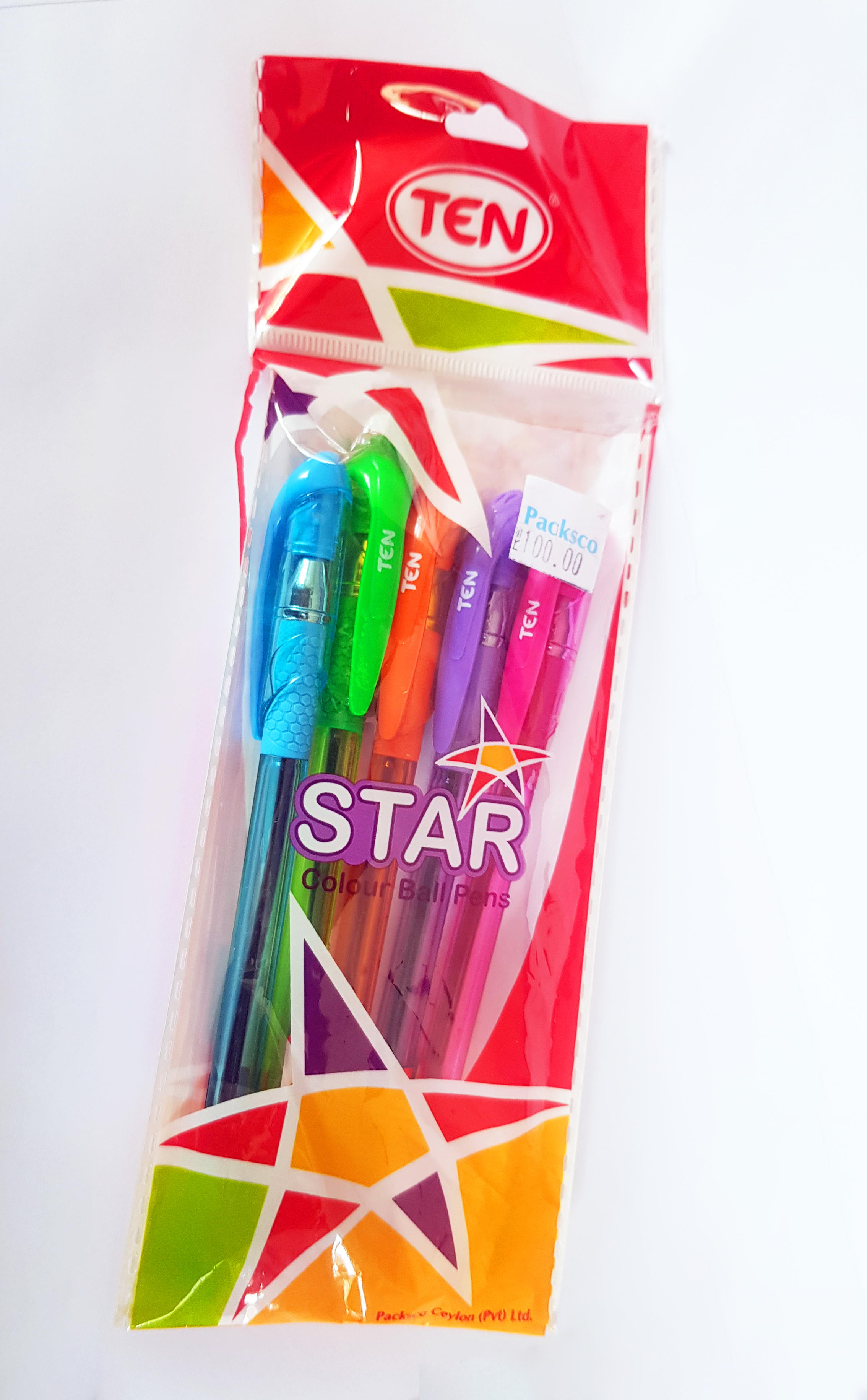Ten 5 Colour Ball Pens Pack