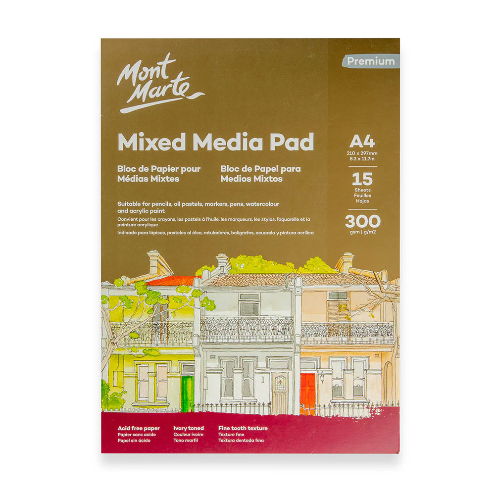 Mont Marte A4 300gsm Mixed Media Pad - 15 Sheets