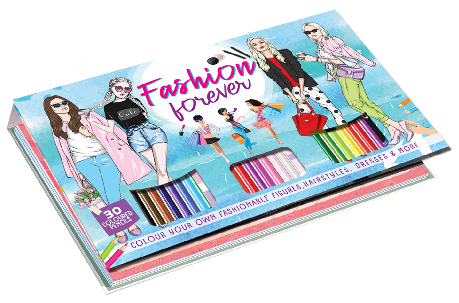 Fashion Forever Colouring Book with Colour Pencils