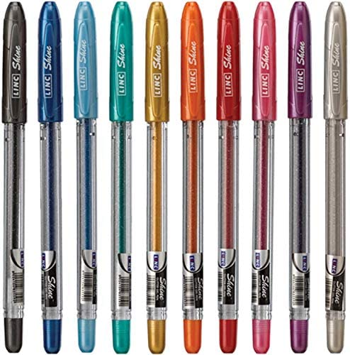 Linc Shine Glitter Gel Pen Black ,Blue,Pink,Green,Orange,Red