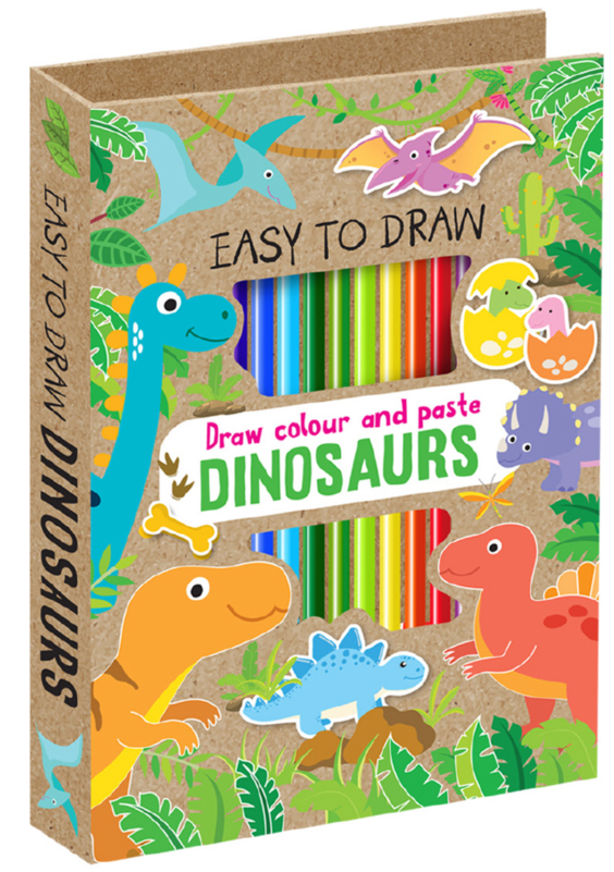 Easy To Draw Dinosaurs With Stickers and Colour Pencils
