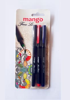 Mango Fine Liner 3 pen pack (Red,Black,Blue)