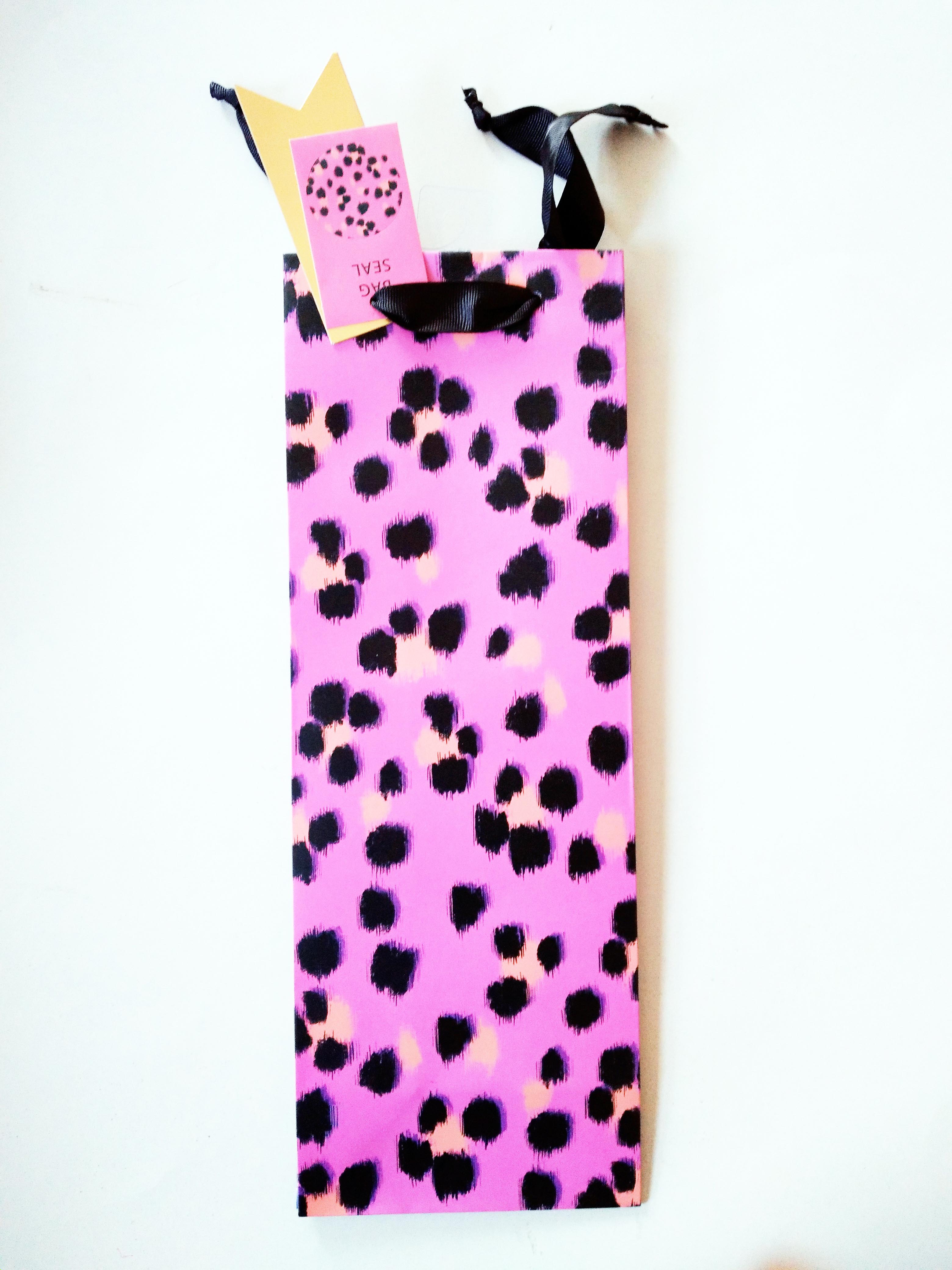 Abstract Leopard Bottle Bag (Pink and Black Dots)