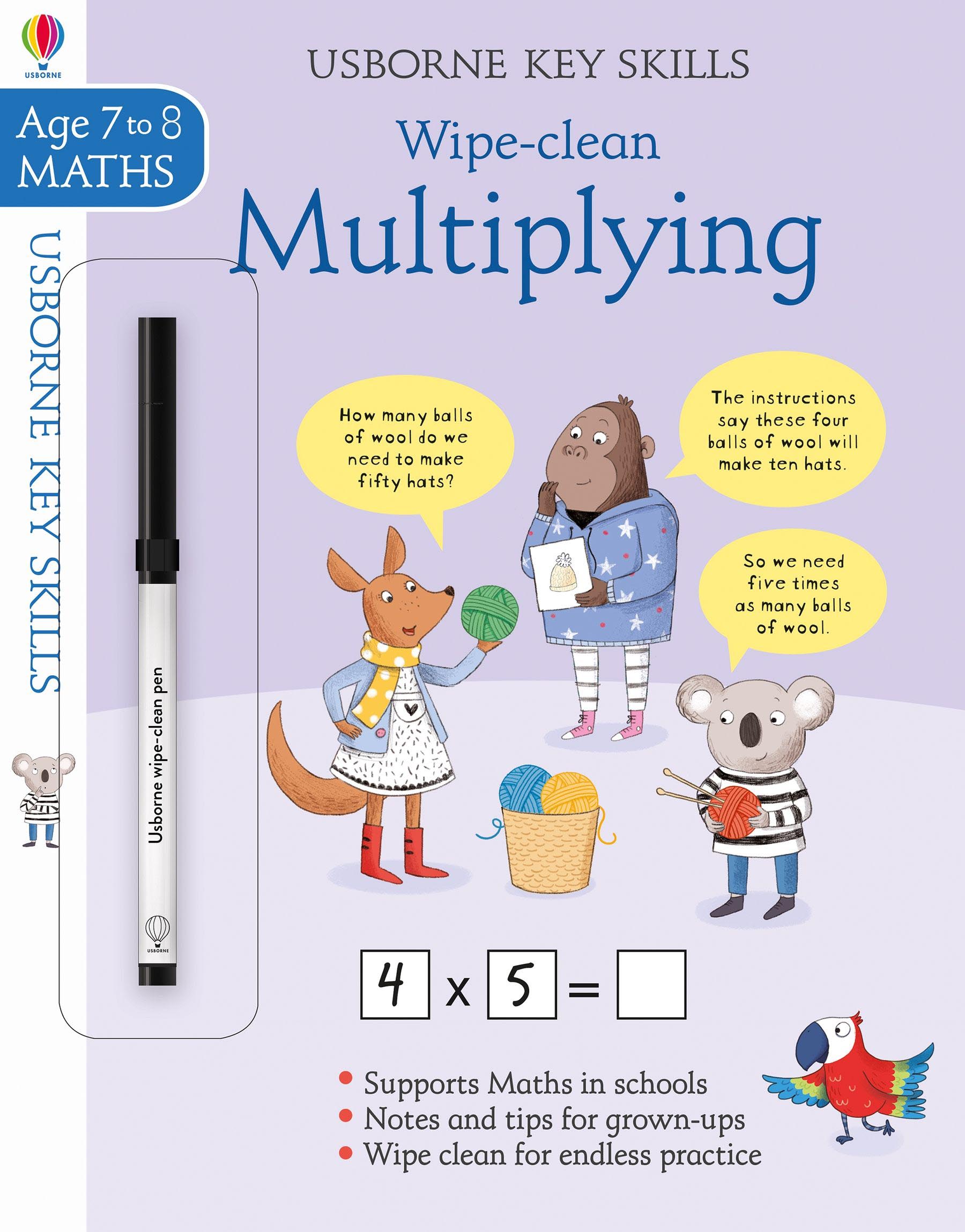 Usborne Key Skills Wipe Clean Multiplying (Age 7 to 8 Maths)