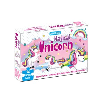Dreamland Magical Unicorn Jigsaw Puzzle for Kids ? 96 Pcs | with Colouring & Activity Book and 3D Model | A Perfect Jigsaw Puzzle for Little Hands