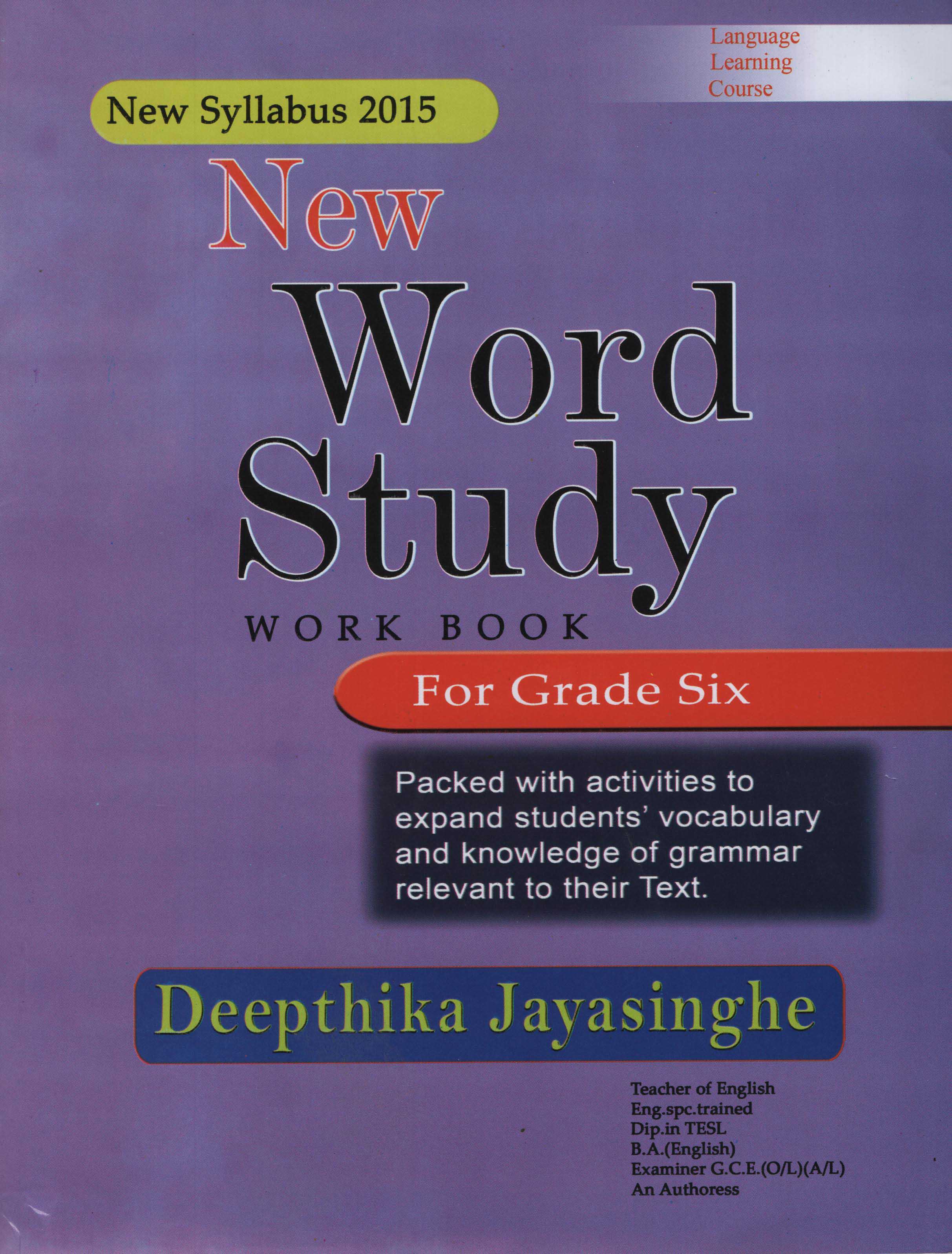 New Word Study Work Book For Grade Six