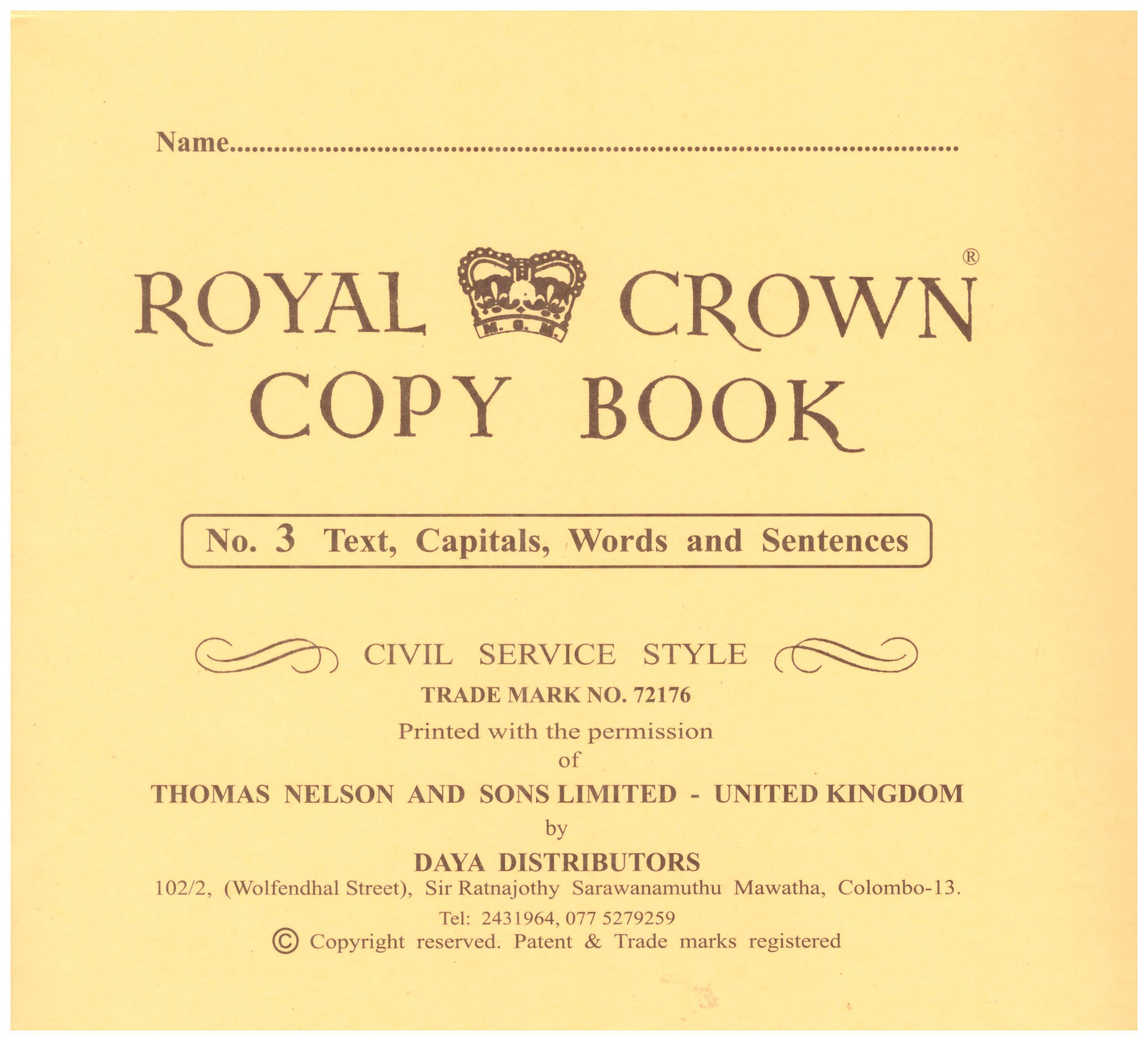 Royal Crown Copy Book No 3