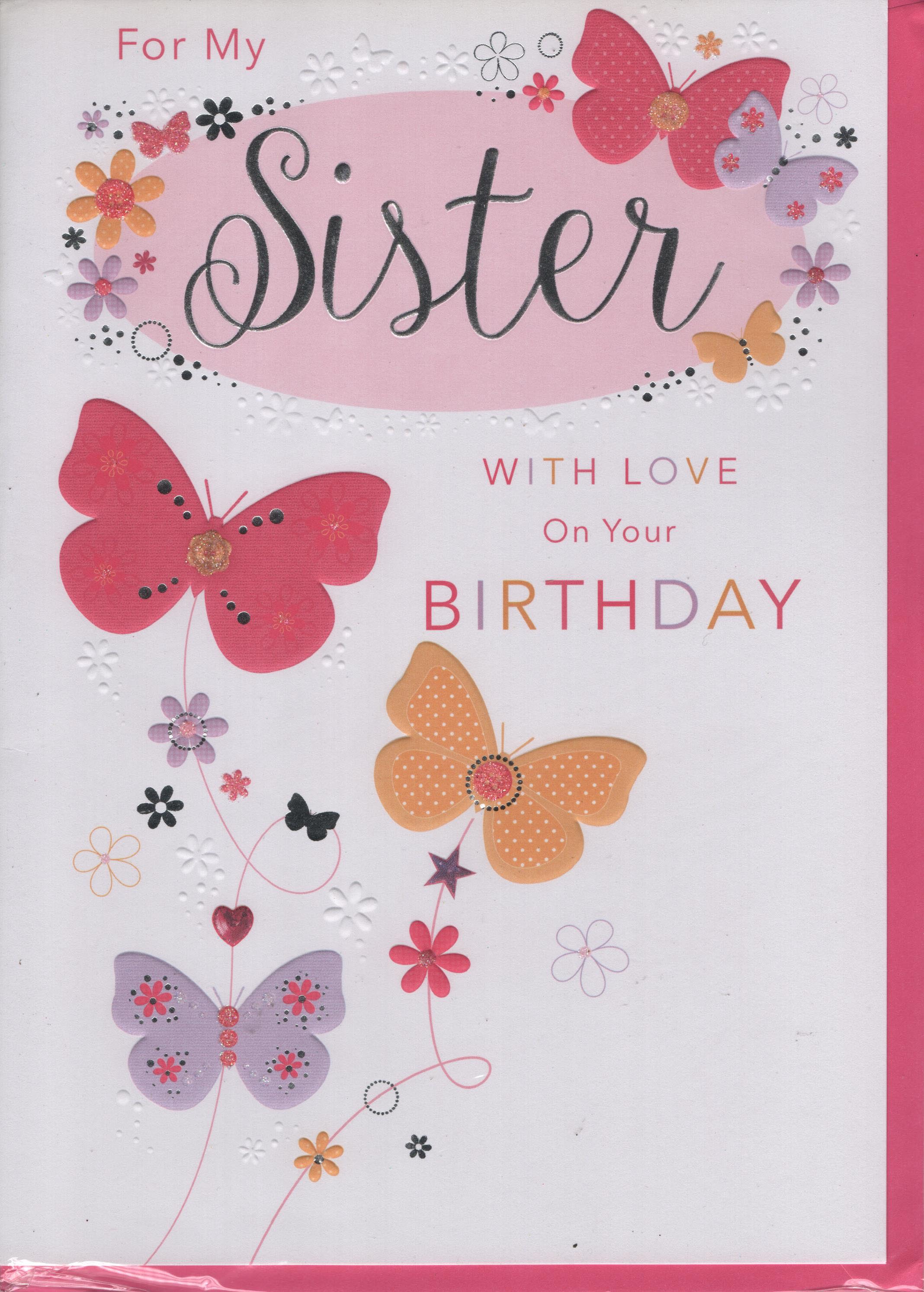For My Sister With Love on Your Birthday Greeting Card