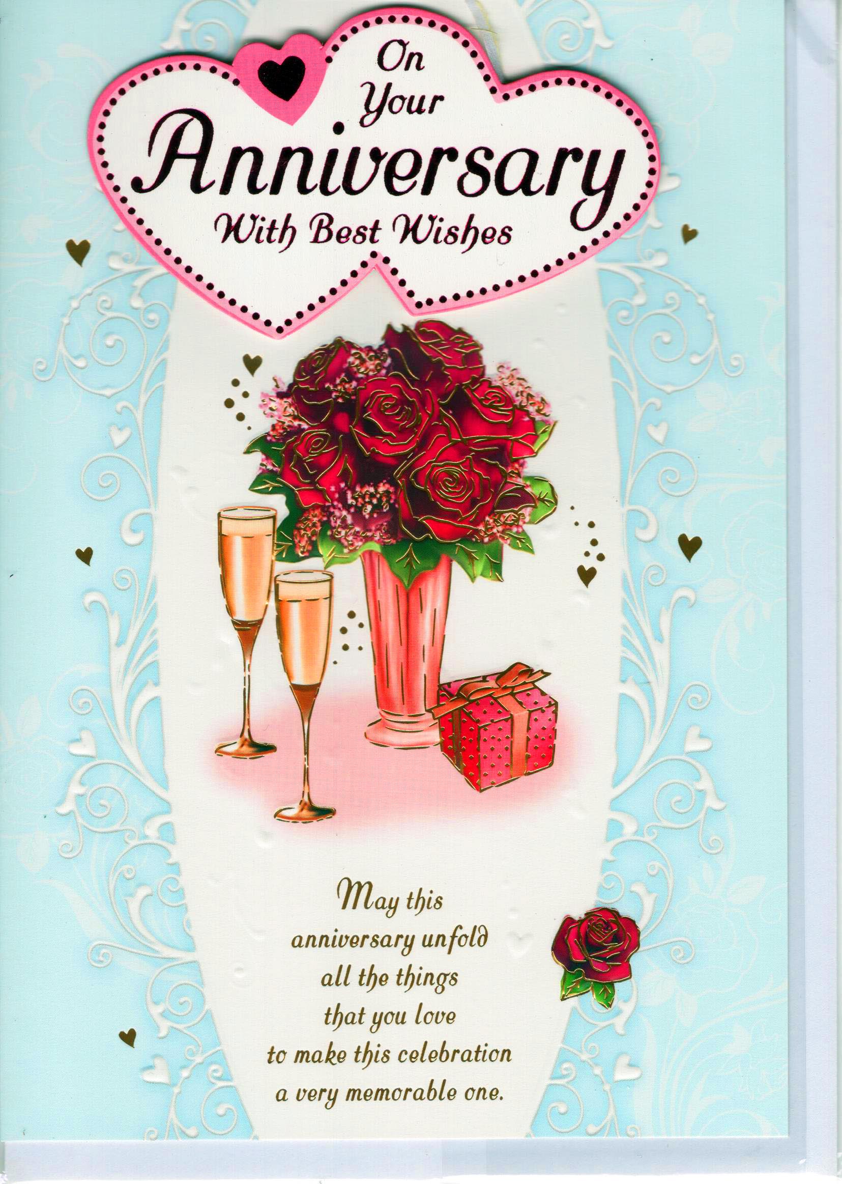 On Your Anniversary With Best Wishes Greeting Card