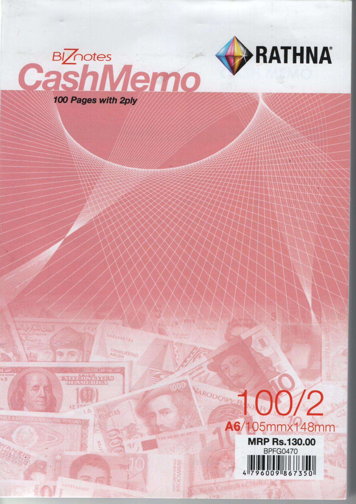 Rathna A6 Cash Memo 100 Pages With 2ply ( Small )