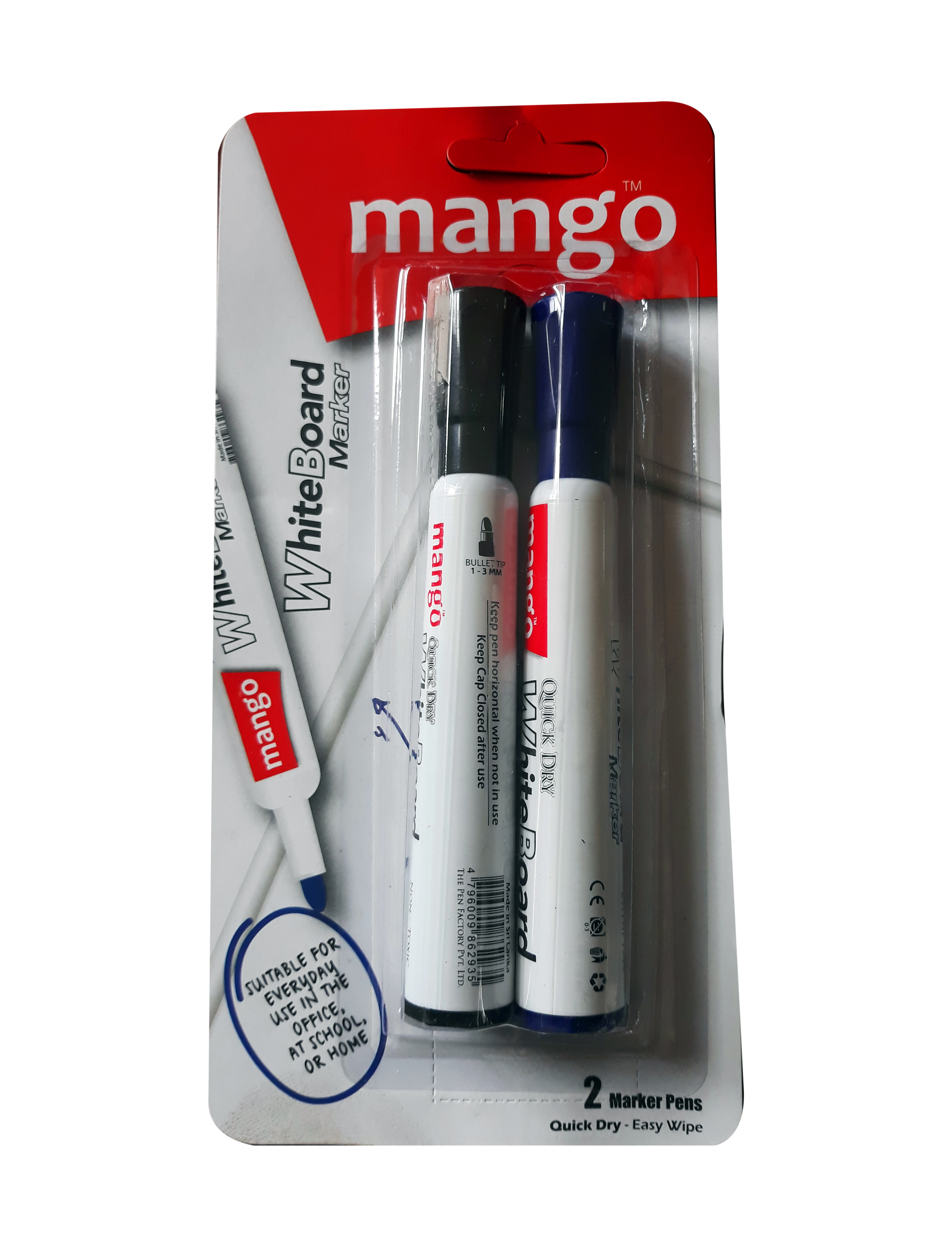 Mango White Board Marker Blue Black (Blister 2 Pack)
